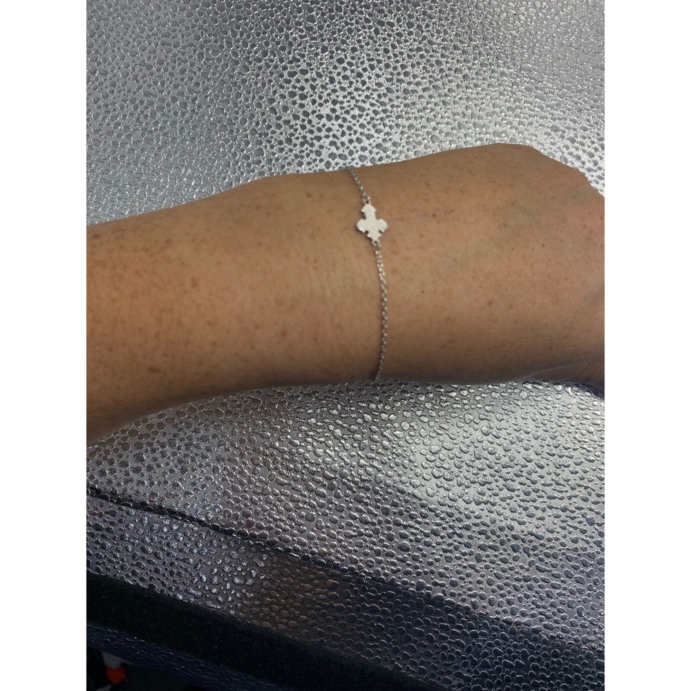 Silver Tone Cross Charm Chain Bracelet Religious Minmalist Jewelry Lobster Clasp